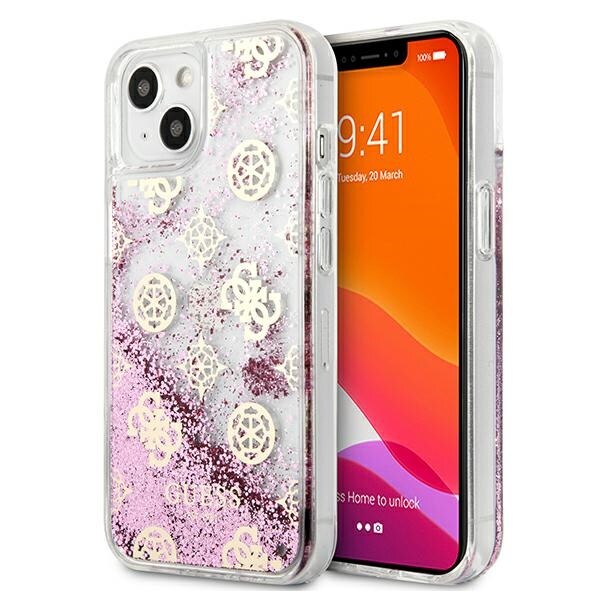 Guess GUHCP13SLGPEPI iPhone 13 mini 5,4" rosa/rosa hårda fodral Peony Liquid Glitter