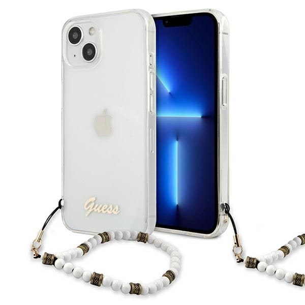 Guess GUHCP13SKPSWH iPhone 13 mini 5,4" Transparent hårddisk White Pearl