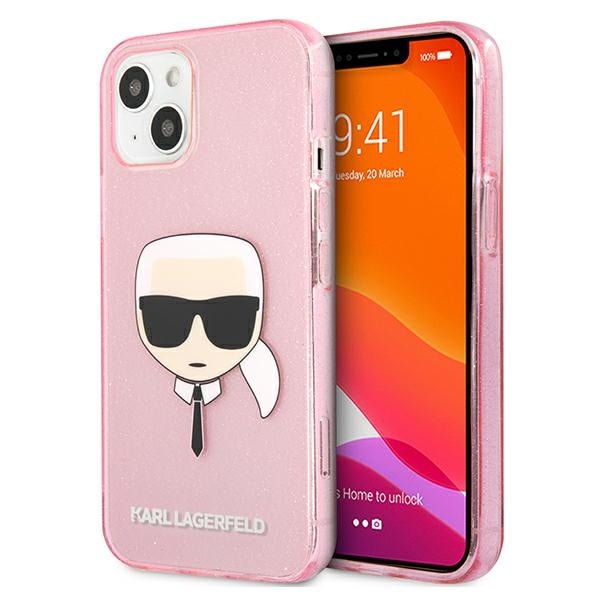 Karl Lagerfeld Glitter Karl's Head Fodral för iPhone 13 mini - Rosa