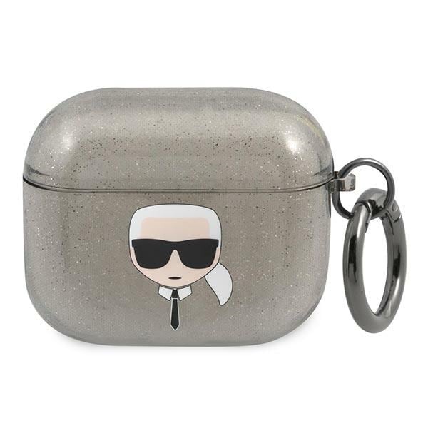 Karl Lagerfeld Glitter Karl's Head Fodral för AirPods 3 - Svart