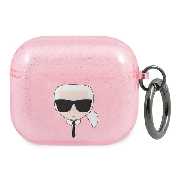 Karl Lagerfeld Glitter Karl's Head Fodral för AirPods 3 - Rosa