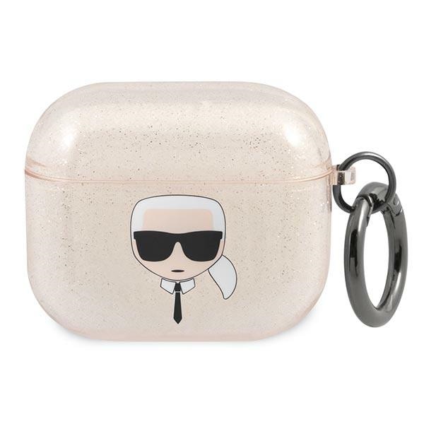 Karl Lagerfeld Glitter Karl's Head Fodral för AirPods 3 - Guld