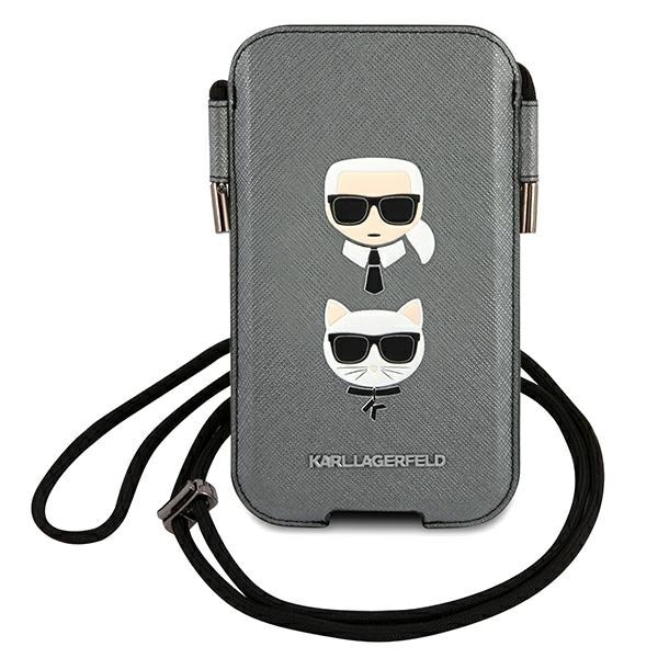 Karl Lagerfeld Saffiano Ikonik Karl&Choupette Head 6.7'' Handväska - Grå