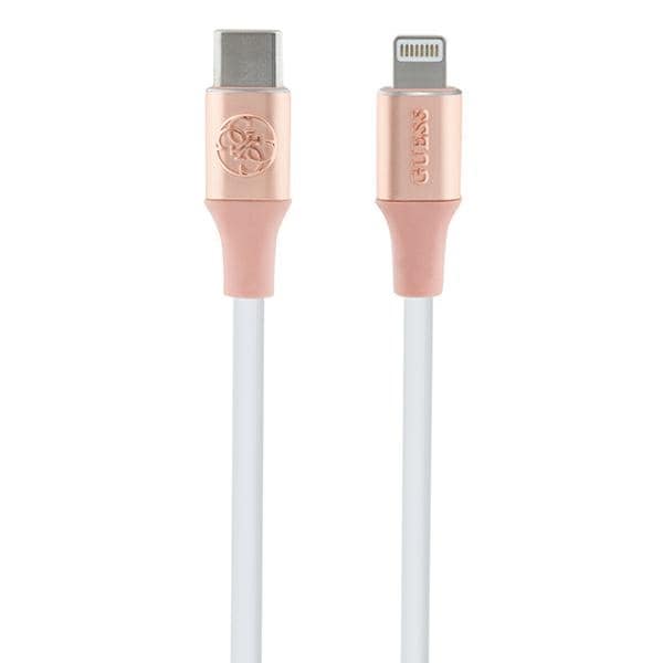 Guess Ebossed Logo USB-C / Lightning-kabel 1,5 m med snabbladdning - Rosa