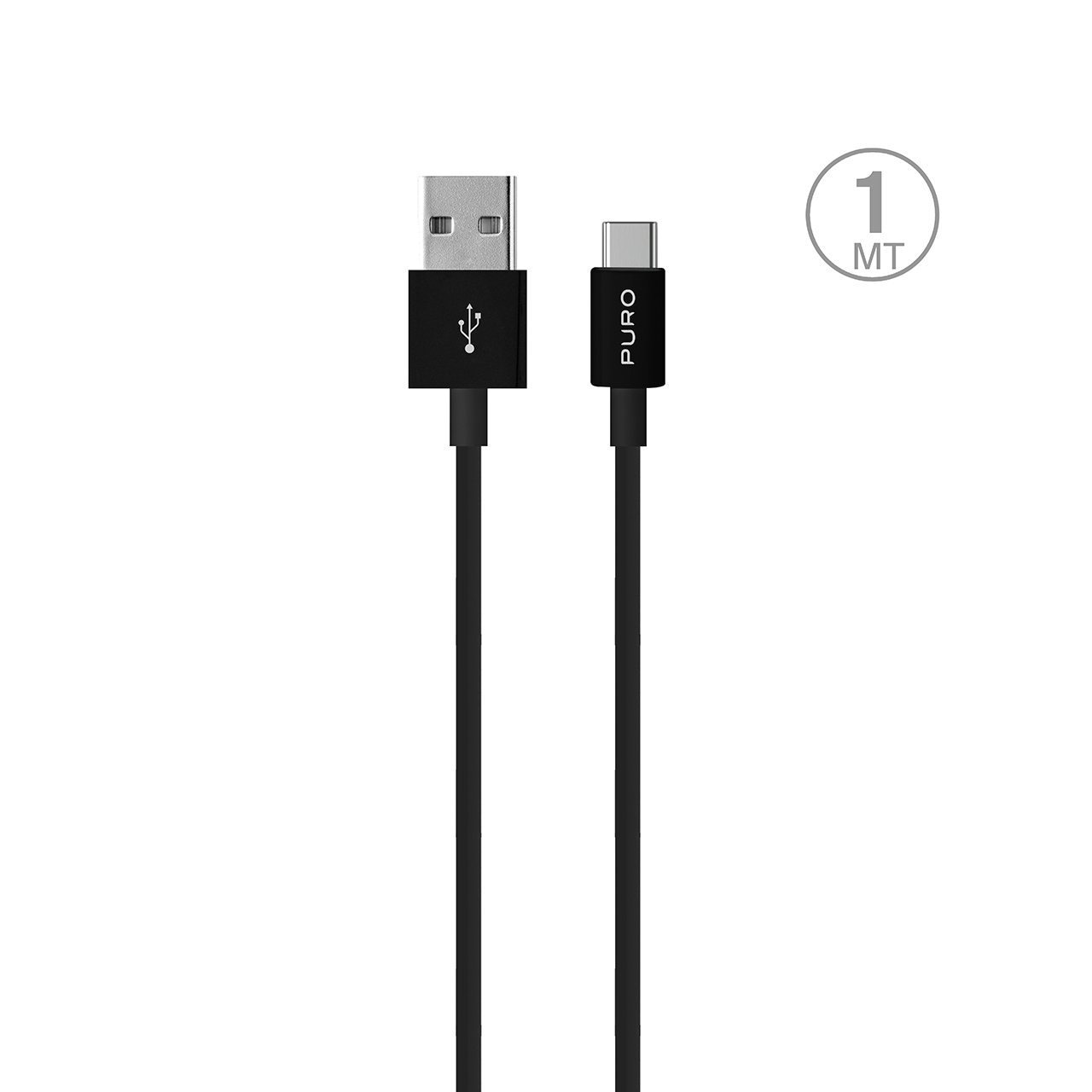 Puro White USB-A USB-C-kabel 1m - Svart