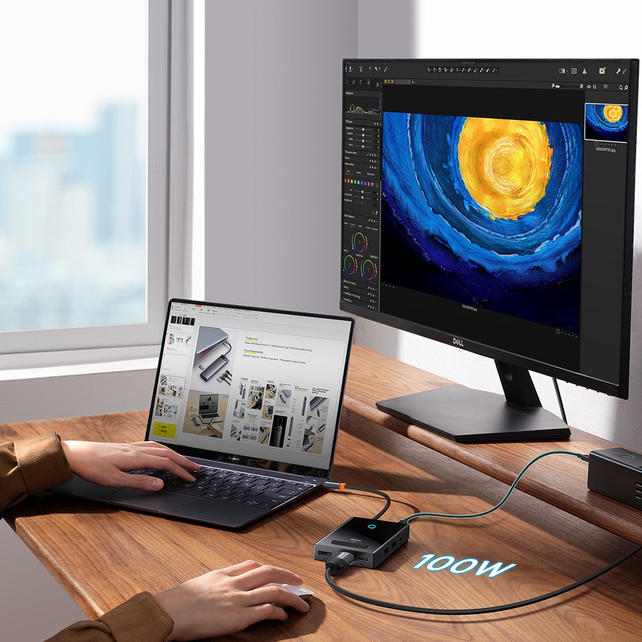 Baseus PioneerJoy 8-in-1 USB-C Hub: HDMI 4K@60Hz, HDMI 4K@30Hz, DP 8K@30Hz, VGA, 4 USB Ports - Gray