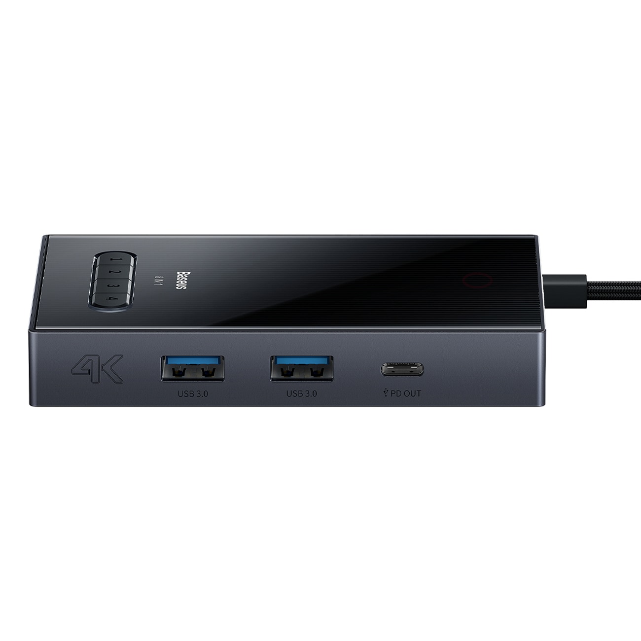 Baseus PioneerJoy 8-in-1 USB-C Hub: HDMI 4K@60Hz, HDMI 4K@30Hz, DP 8K@30Hz, VGA, 4 USB Ports - Gray