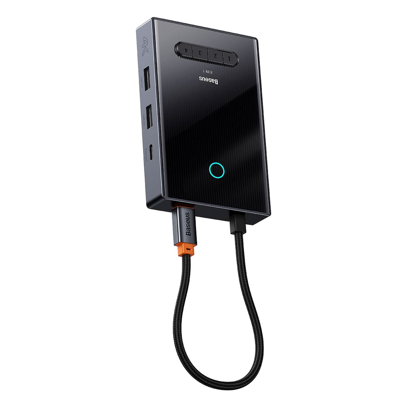 Baseus PioneerJoy 8-in-1 USB-C Hub: HDMI 4K@60Hz, HDMI 4K@30Hz, DP 8K@30Hz, VGA, 4 USB Ports - Gray