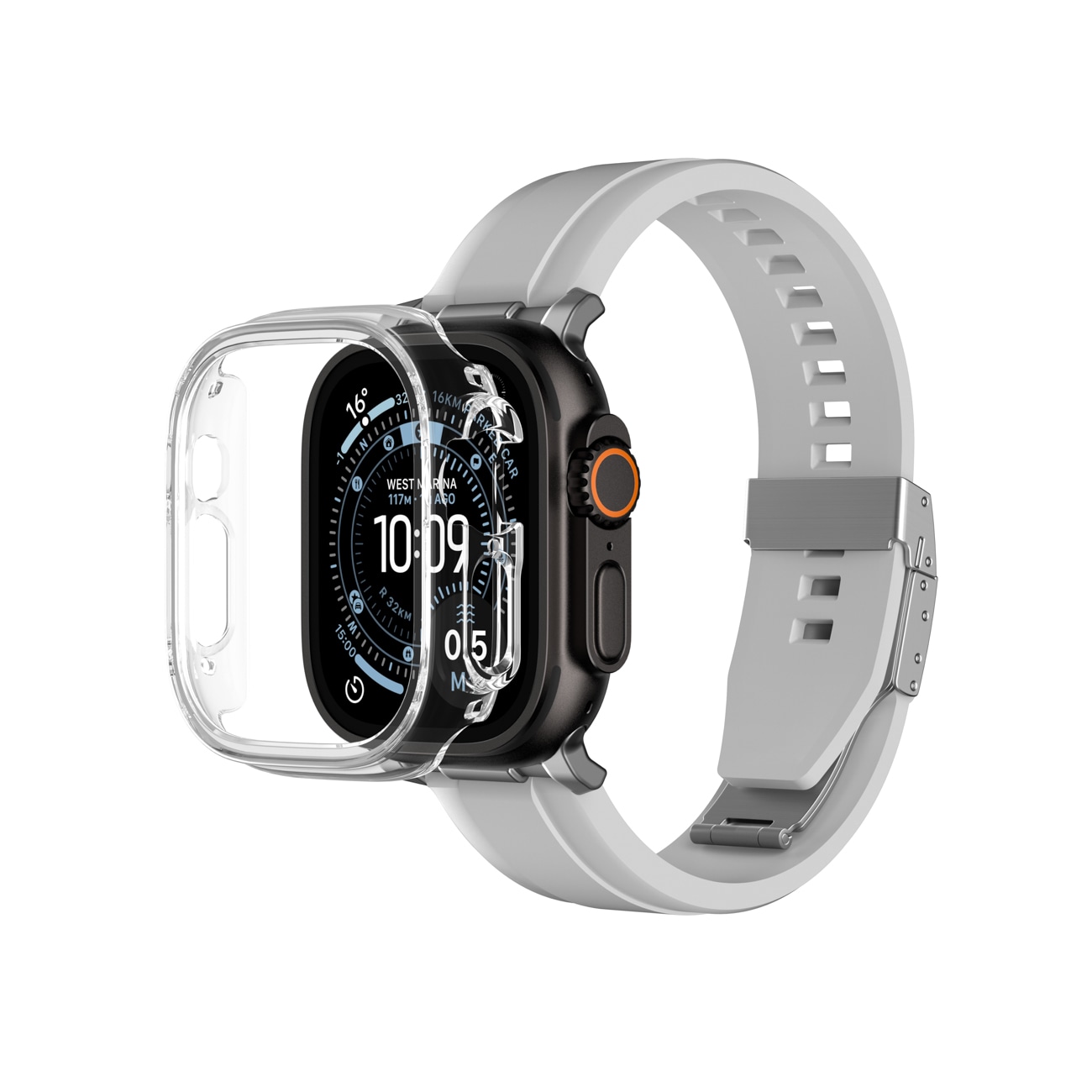 AmazingThing Minimalt skyddsfodral för Apple Watch UItra 3 49mm - Transparent
