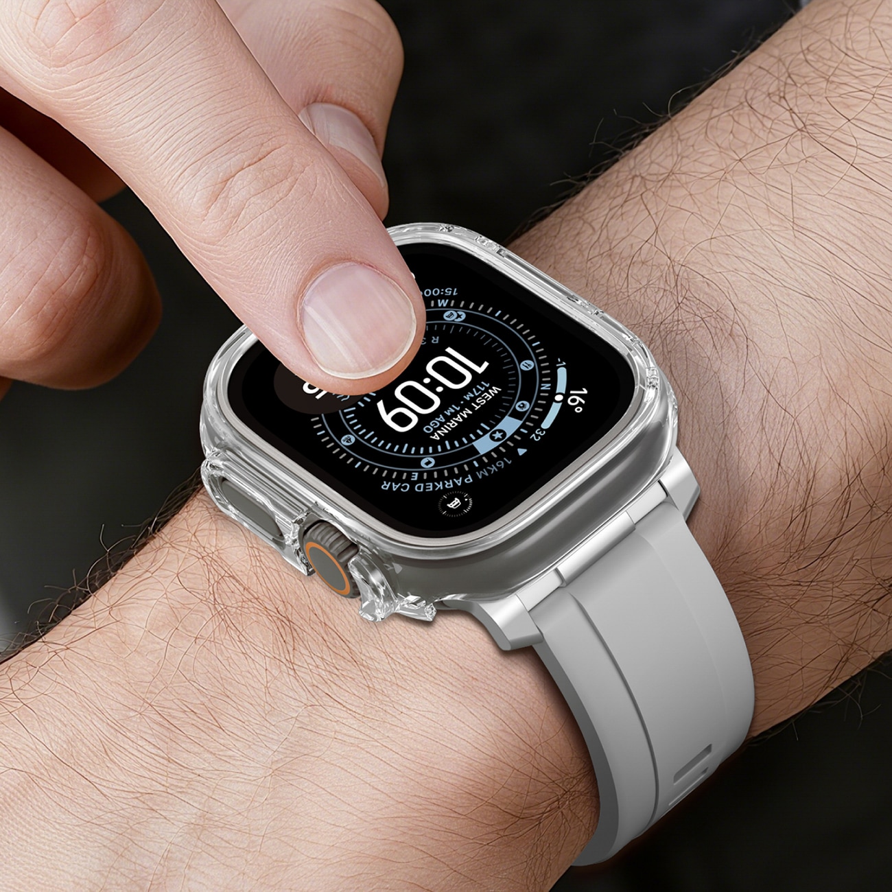 AmazingThing Minimal beskyttelsesetui til Apple Watch UItra 3 49mm - Transparent
