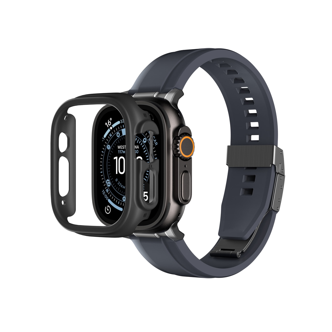 AmazingThing Minimalt skyddsfodral för Apple Watch UItra 3 49mm - Svart