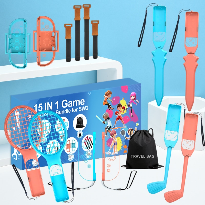 Nintendo Switch 15-i-1 Familjetillbehörspaket 2 - Orange och blå uppsättning