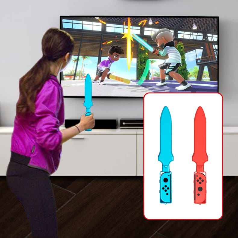 Nintendo Switch Sports tillbehörspaket 10 delar / familjepaket / sportset för Joy-Con i rött och blått