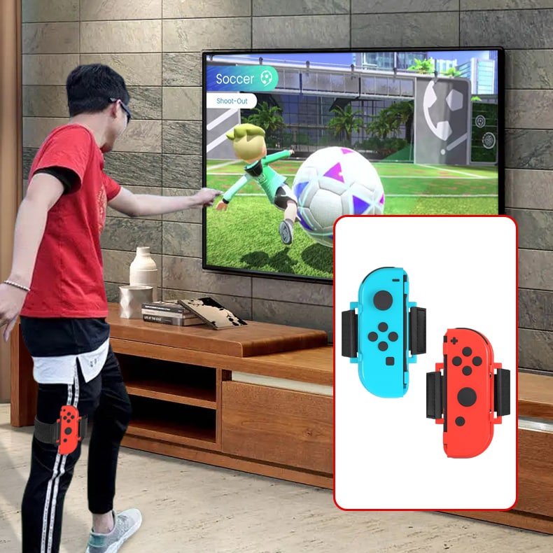 Nintendo Switch Sports tillbehörspaket 10 delar / familjepaket / sportset för Joy-Con i rött och blått