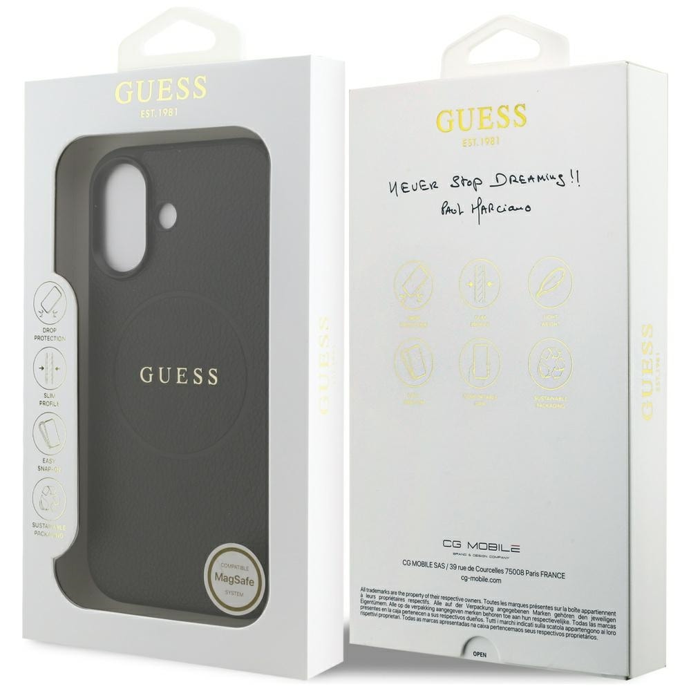 Guess Grained Ring MagSafe-fodral för iPhone 17 - svart