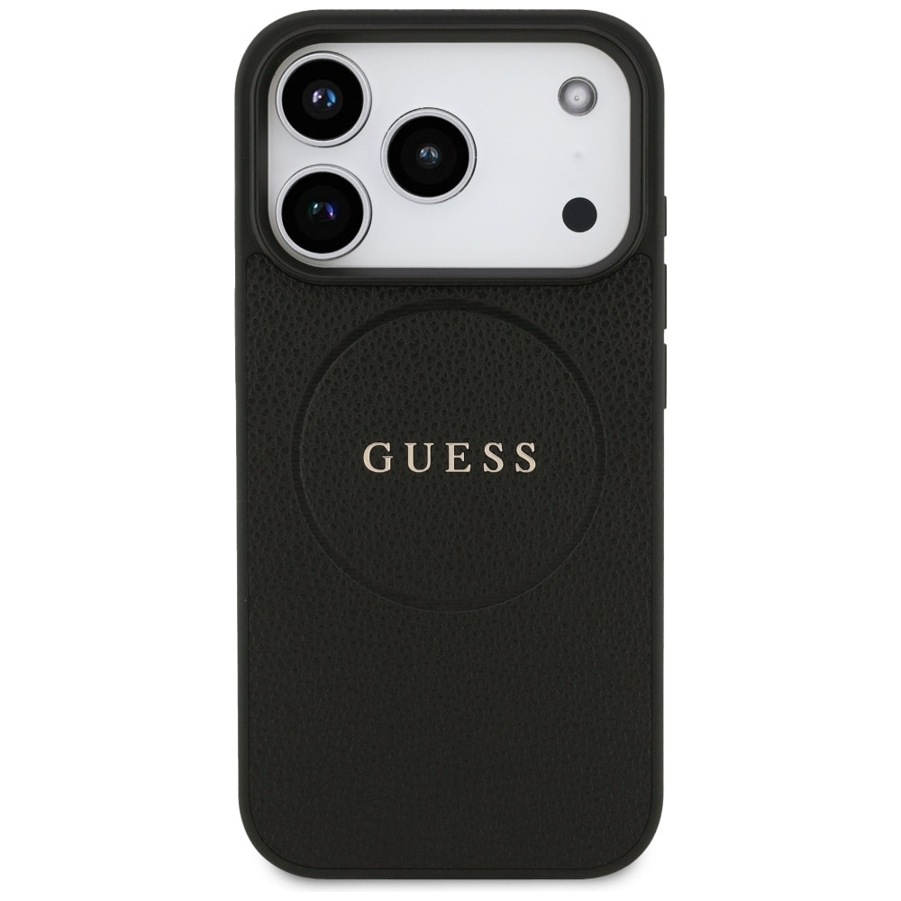 Guess Grained Ring MagSafe-fodral för iPhone 17 Pro - svart