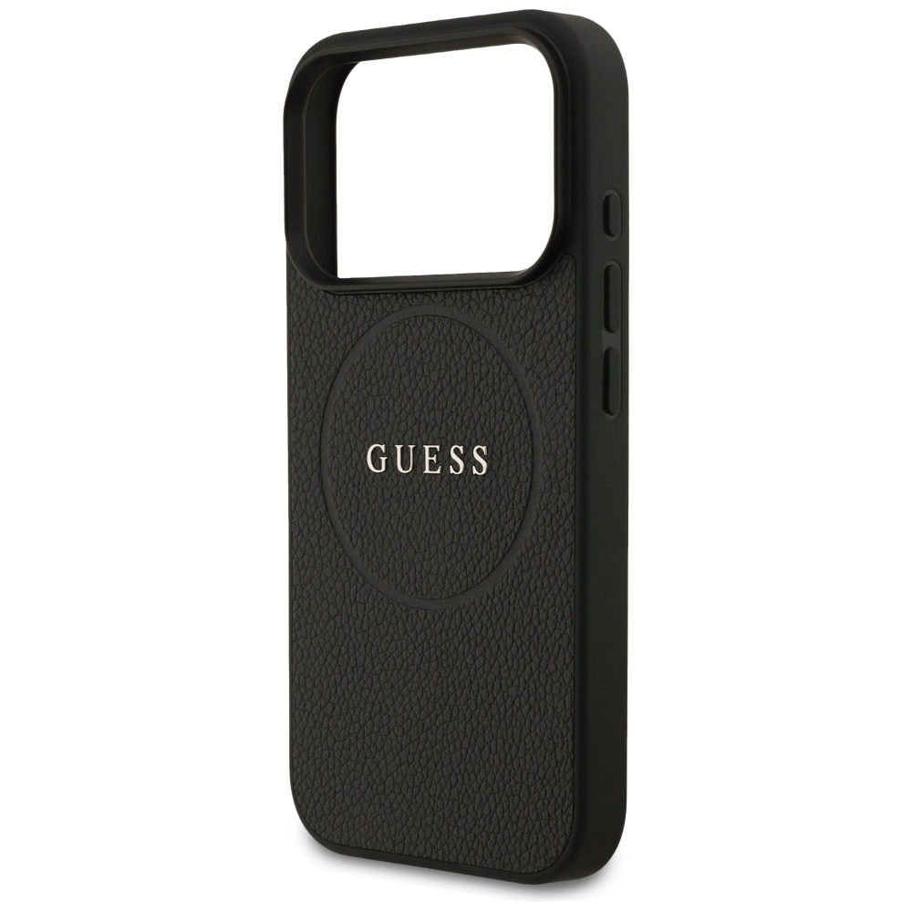 Guess Grained Ring MagSafe-fodral för iPhone 17 Pro - svart