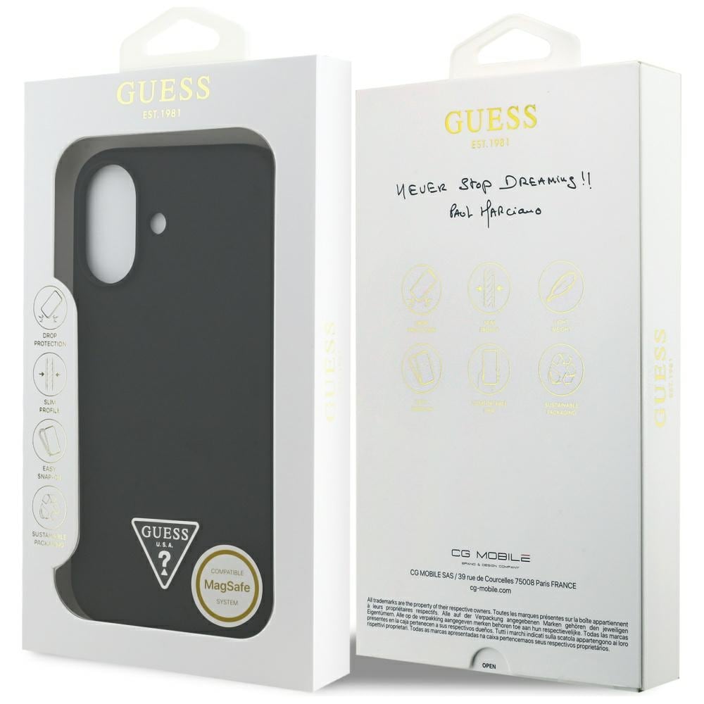 Guess MagSafe-etui med trekantlogo i silikone til iPhone 17 - Sort
