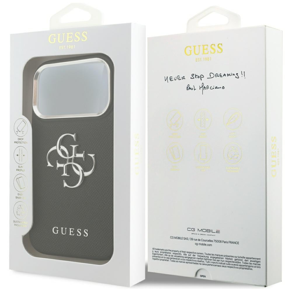 Guess Grained Big 4G Classic Logotaske til iPhone 17 Pro - sort