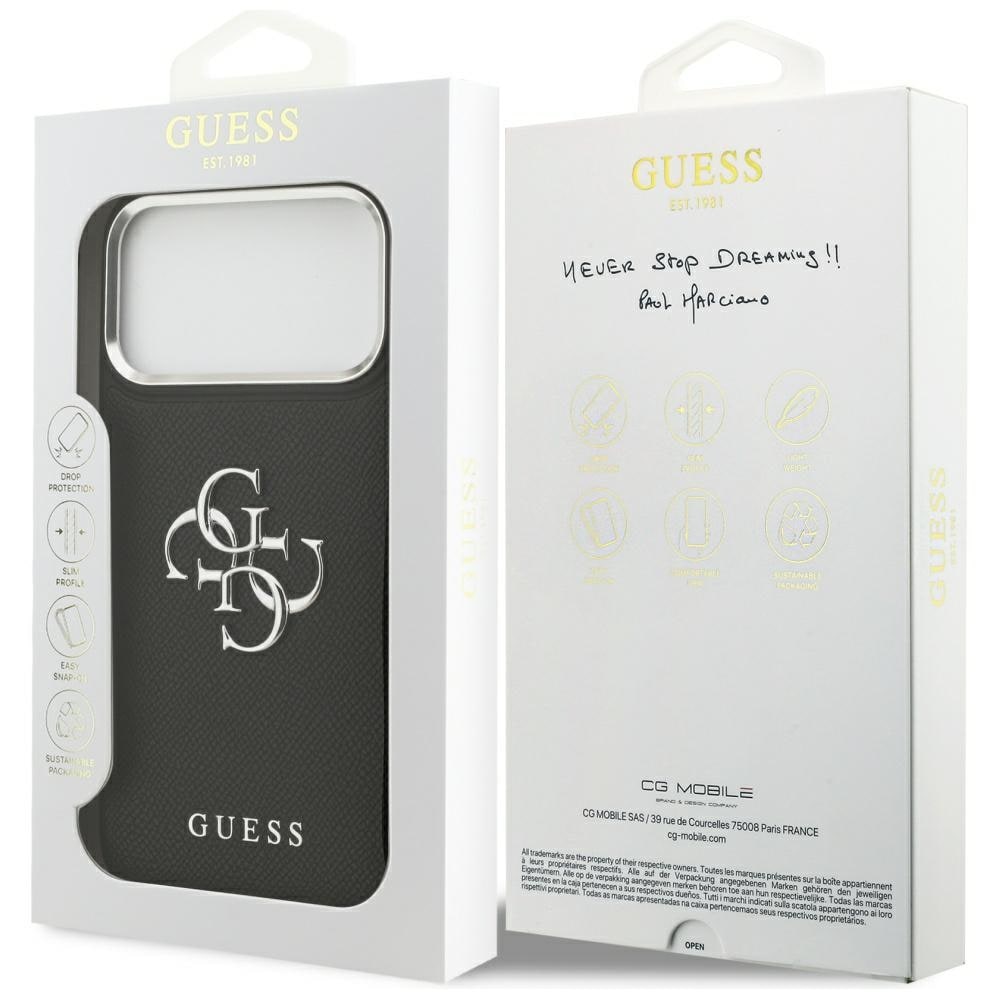 Guess Grained Big 4G Classic Logotaske til iPhone 17 Pro Max - sort