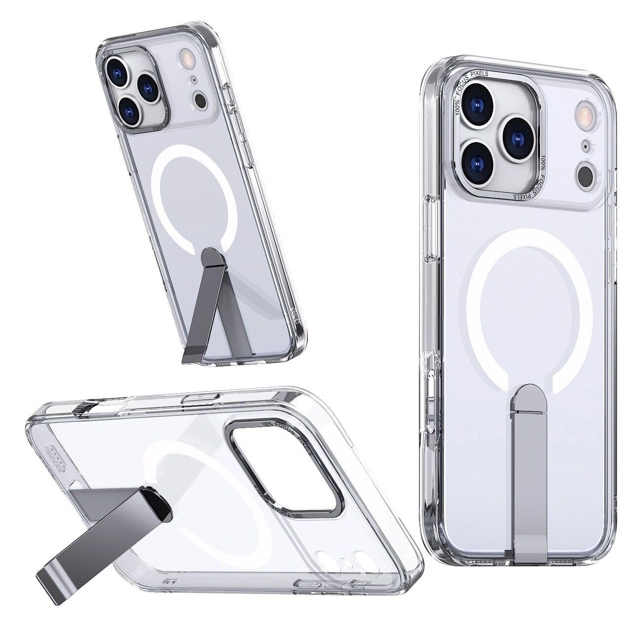 Hybrid Armor X-fodral för Samsung Galaxy S26 Plus med stativ, kompatibel med MagSafe - Transparent