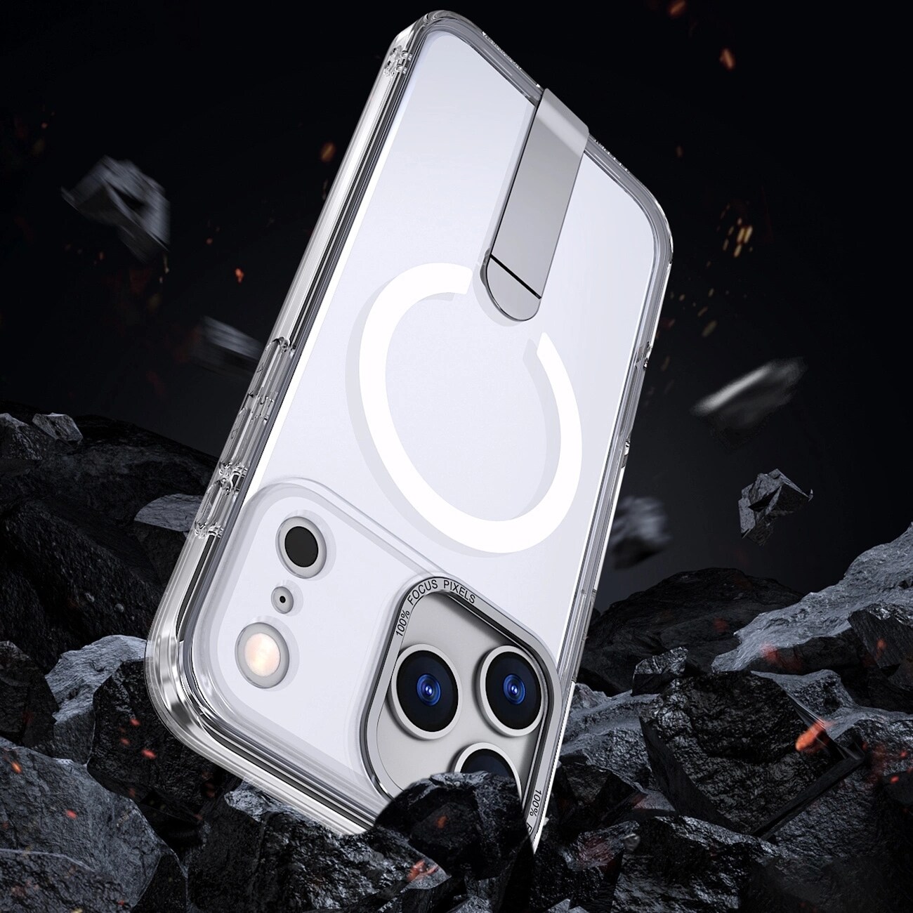 Hybrid Armor X-fodral för Samsung Galaxy S26 Plus med stativ, kompatibel med MagSafe - Transparent
