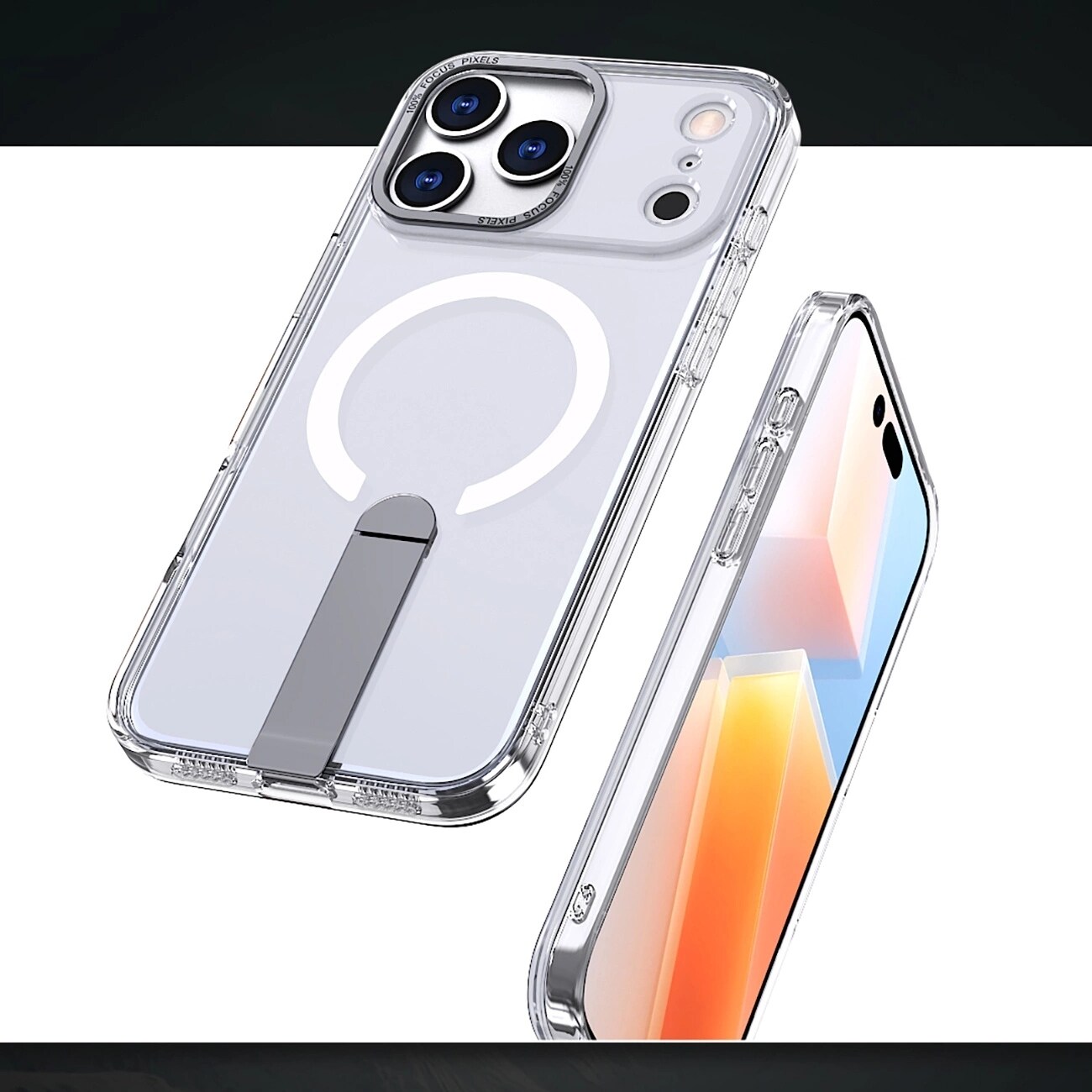 Hybrid Armor X-fodral för Samsung Galaxy S26 Plus med stativ, kompatibel med MagSafe - Transparent