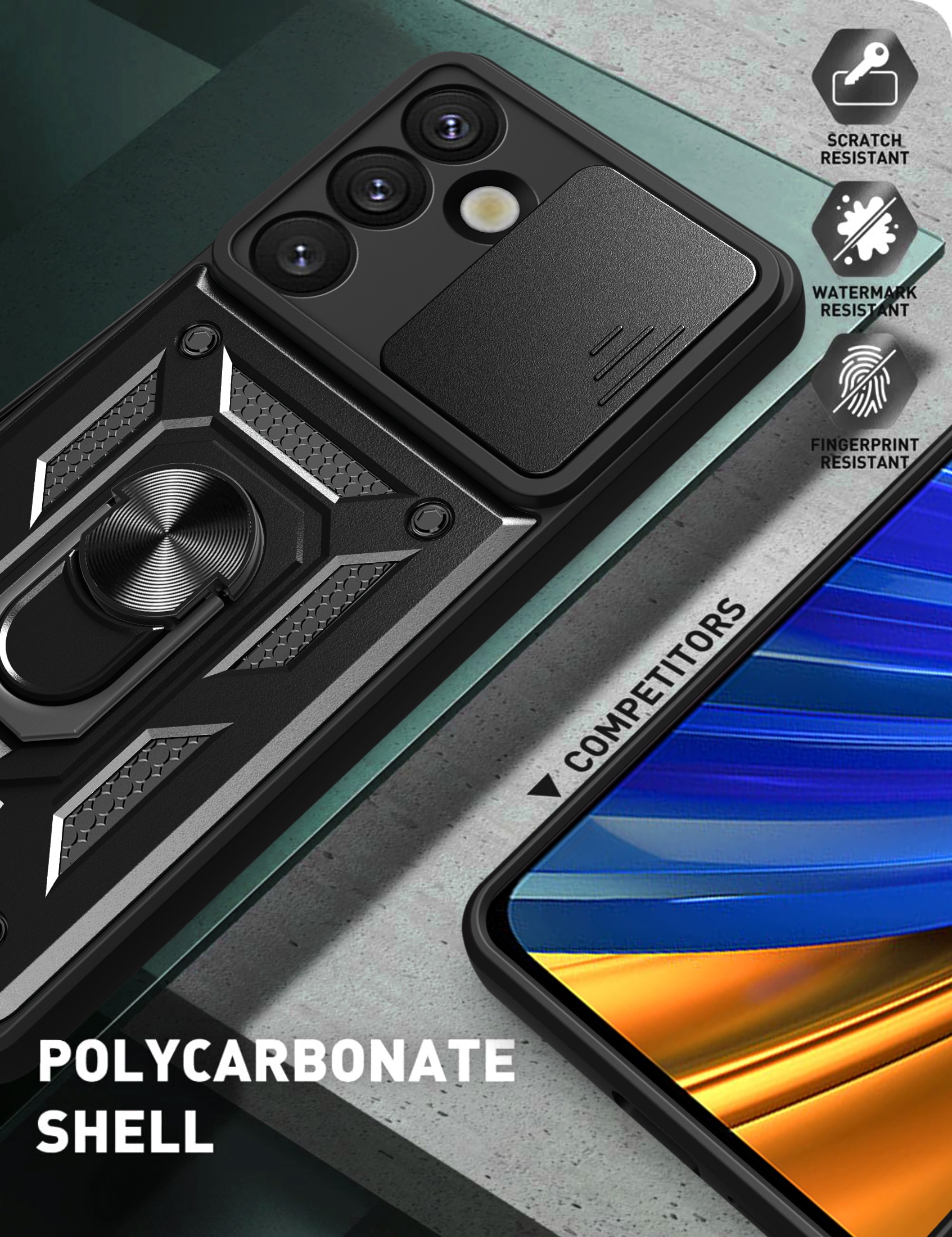 Hybrid Armor Camshield-fodral för Sasung Galaxy S26 Plus - Svart