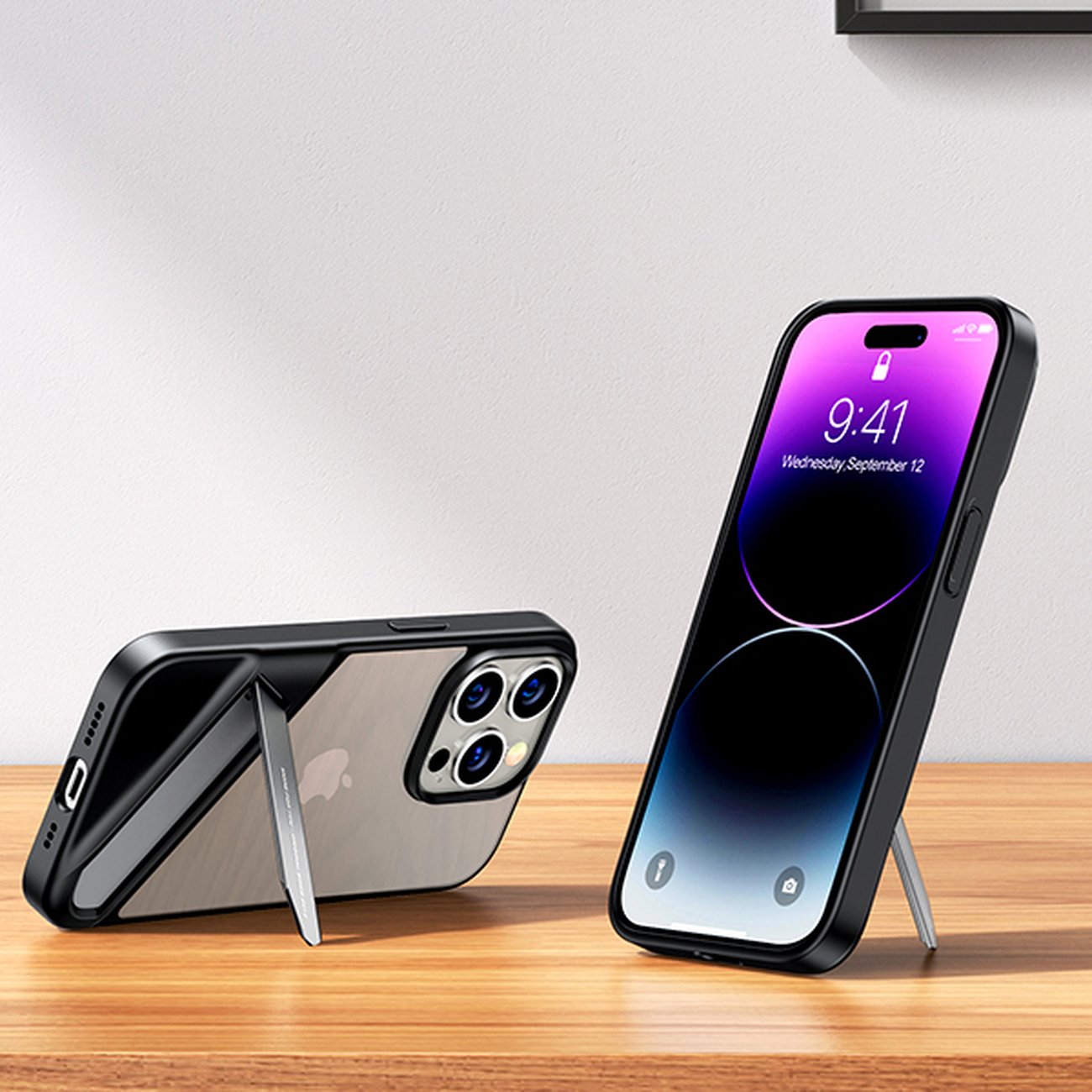 Ugreen LP635 Kickstand Fodral för iPhone 14 Pro - Hårt skal med gelram, Svart (90926)