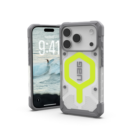 UAG Pathfinder Clear MagSafe-fodral för iPhone 17 Pro - Neongrå