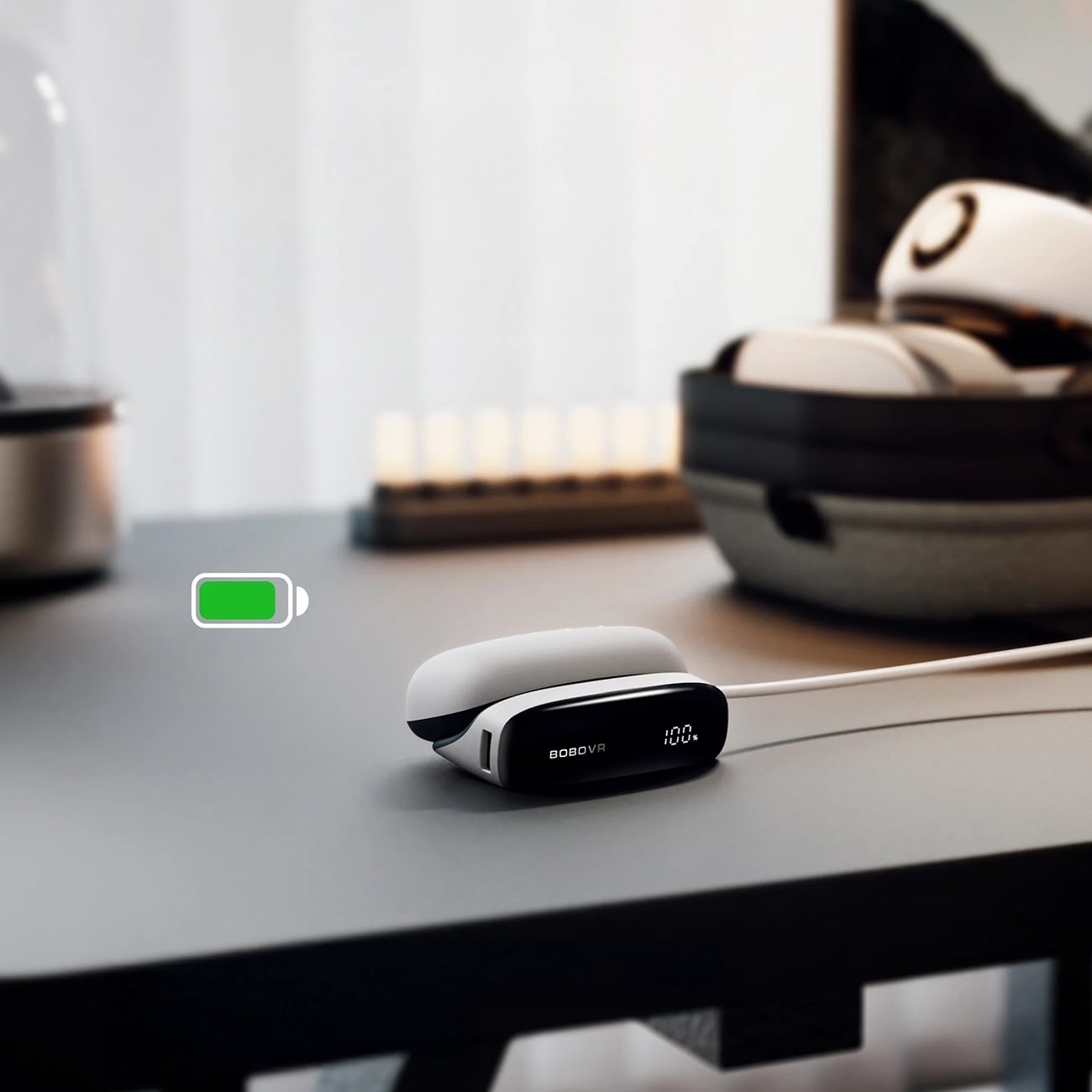 2-i-1-dockningsstation och powerbank för B100 BoboVR PD100 Combo-batteri - Vit