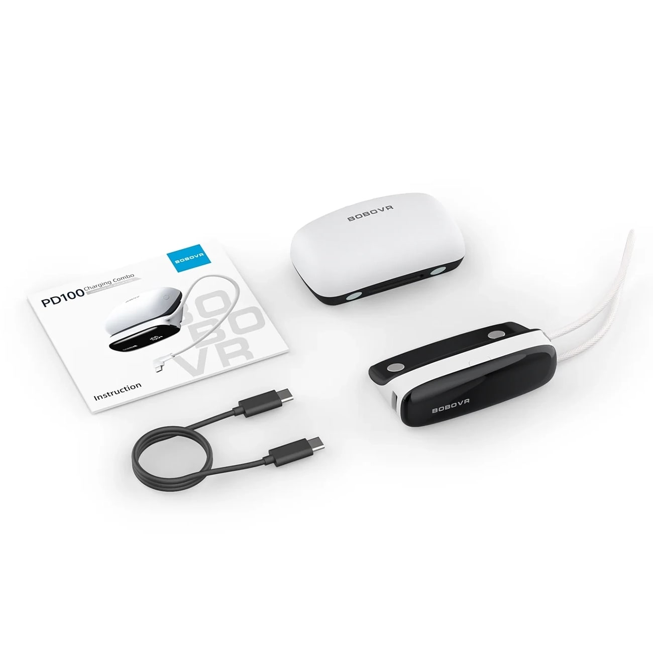 2-i-1-dockningsstation och powerbank för B100 BoboVR PD100 Combo-batteri - Vit