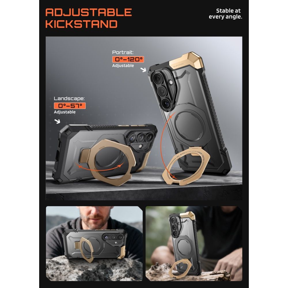 Supcase UB Grip Mag MagSafe-fodral för Samsung Galaxy S26 - Svart och brunt