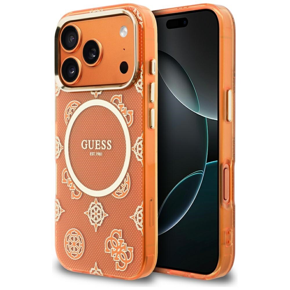 Guess IML Peony Dot MagSafe-fodral för iPhone 17 Pro - Orange