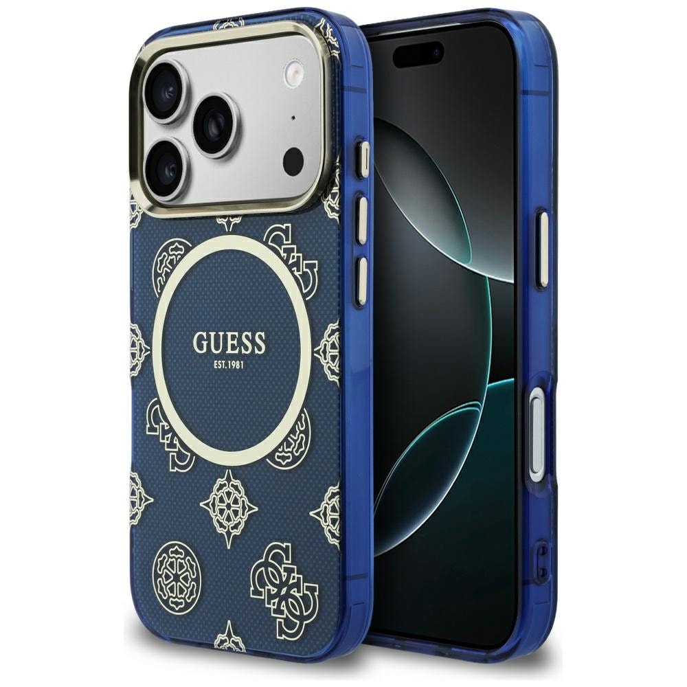 Guess IML Peony Dot MagSafe-fodral för iPhone 17 Pro - Blå
