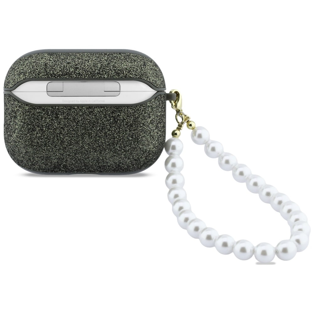 Guess Glitter Pearl Strap Fodral för AirPods Pro 3 - Svart och glitter