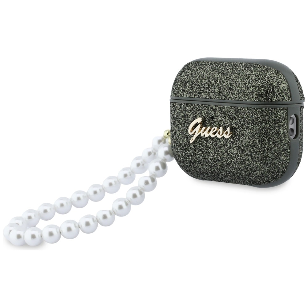 Guess Glitter Pearl Strap Fodral för AirPods Pro 3 - Svart och glitter
