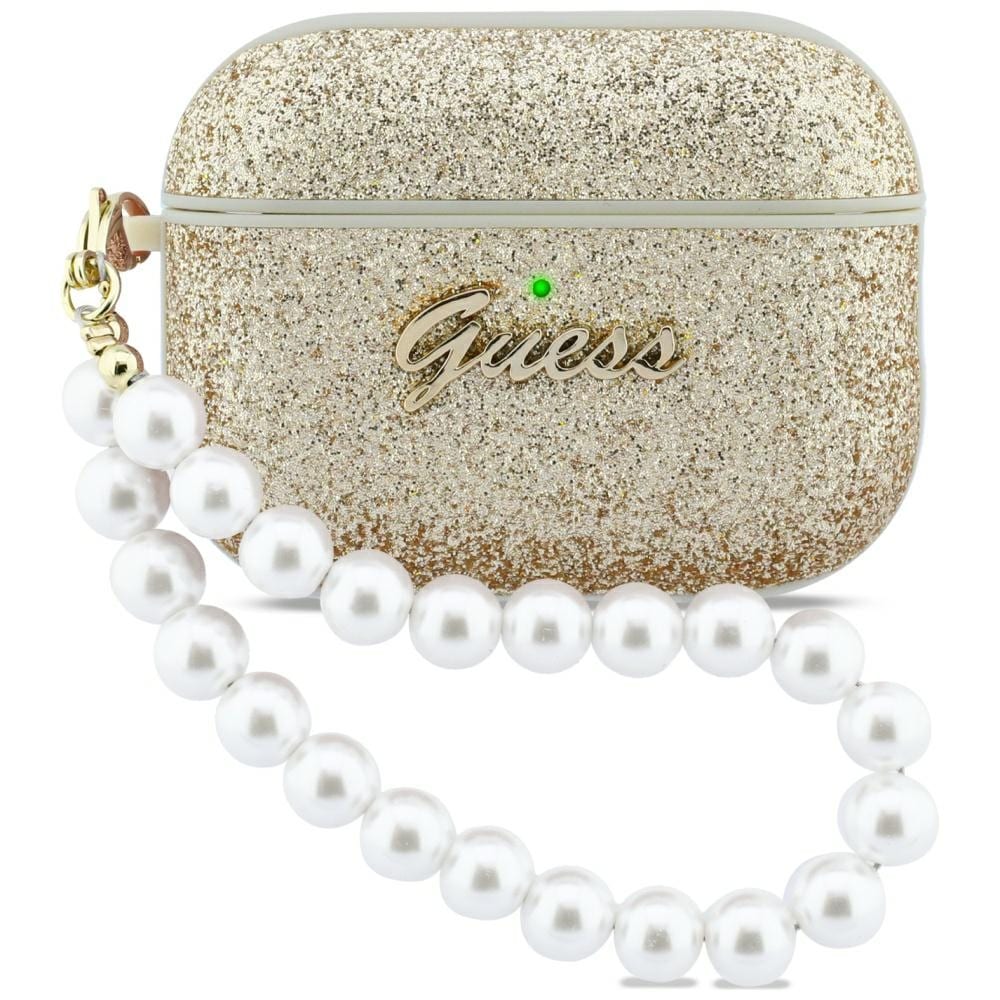 Guess Glitter Pearl Strap Fodral för AirPods Pro 3 - Guld