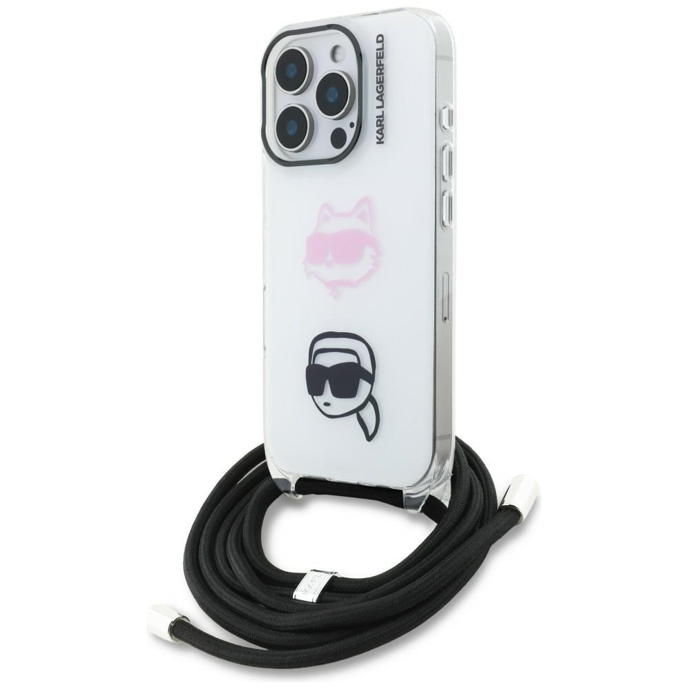 Karl Lagerfeld IML Crossbody Karl&Choupette Huvudfodral för iPhone 16 Pro - Vit