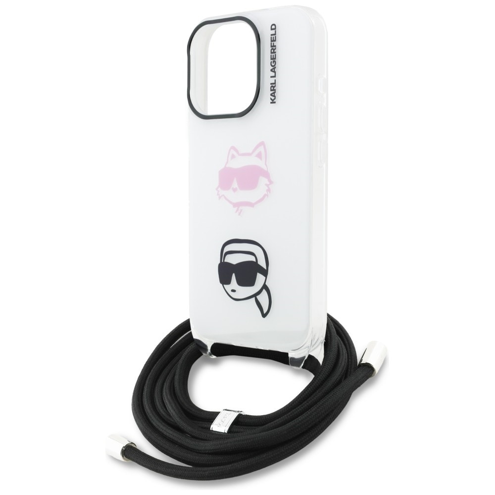 Karl Lagerfeld IML Crossbody Karl&Choupette Huvudfodral för iPhone 16 Pro - Vit