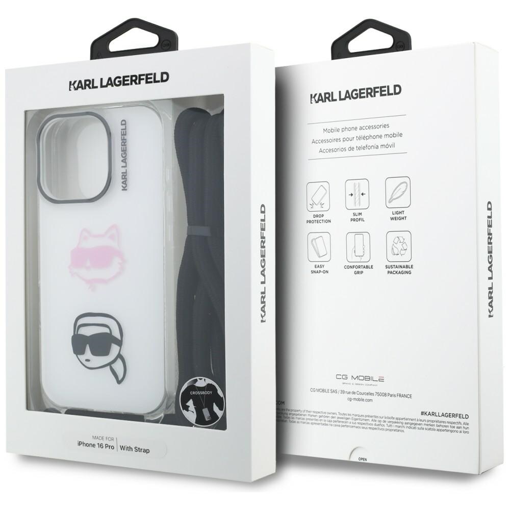 Karl Lagerfeld IML Crossbody Karl&Choupette Huvudfodral för iPhone 16 Pro - Vit