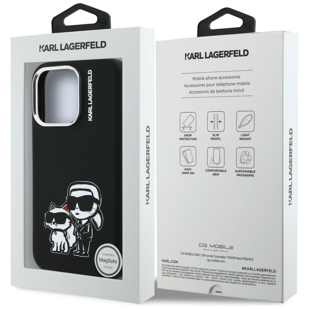 Karl Lagerfeld Silikon Karl&Choupette Sketch MagSafe Fodral för iPhone 16 Pro - Svart