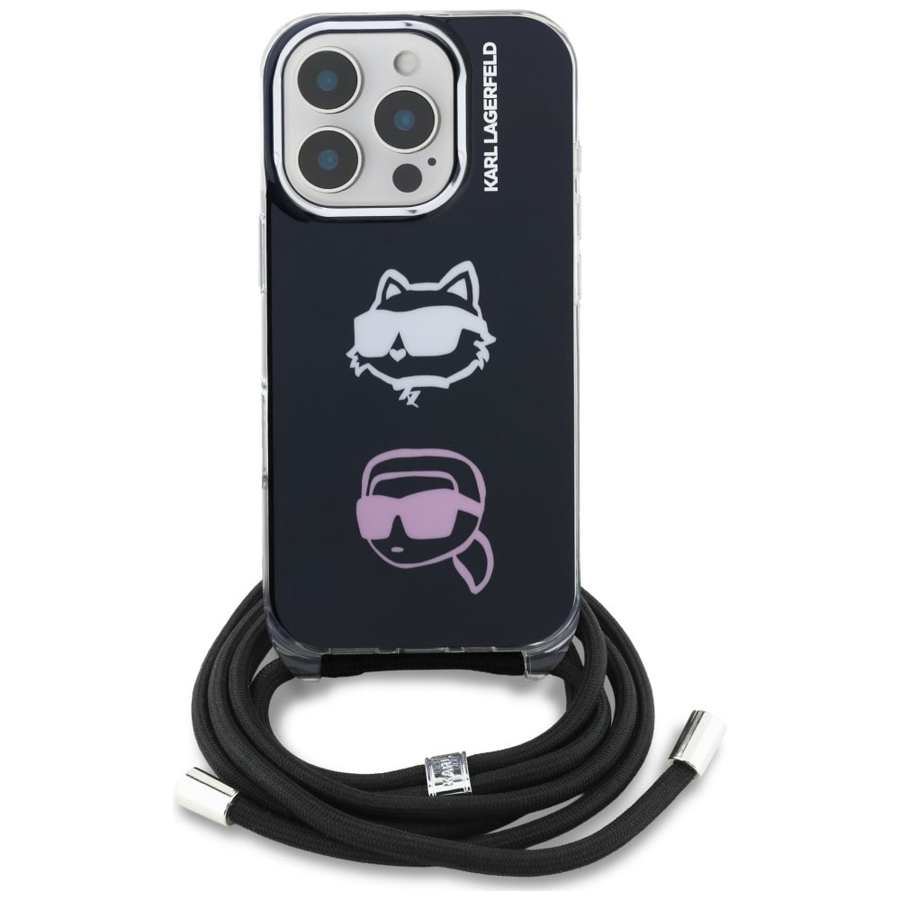 Karl Lagerfeld IML Crossbody Karl&Choupette Huvudfodral för iPhone 16 Pro Max - Svart
