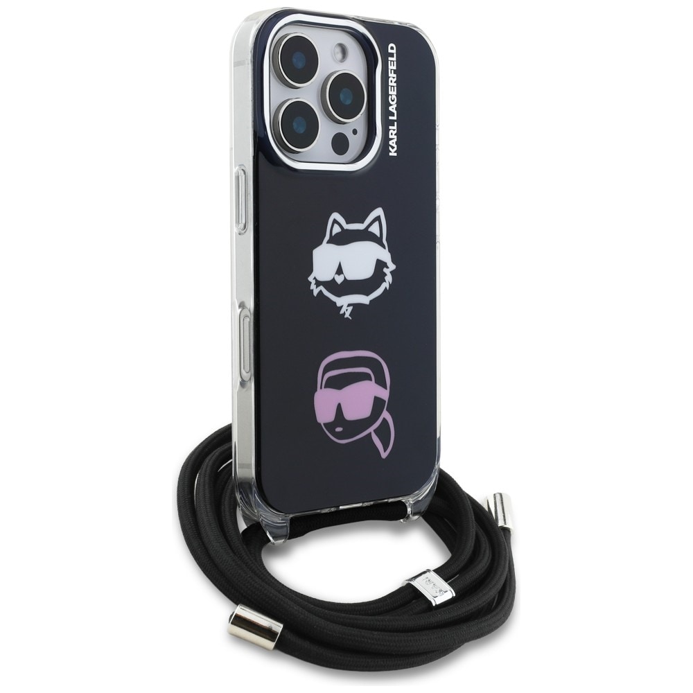 Karl Lagerfeld IML Crossbody Karl&Choupette Huvudfodral för iPhone 16 Pro Max - Svart