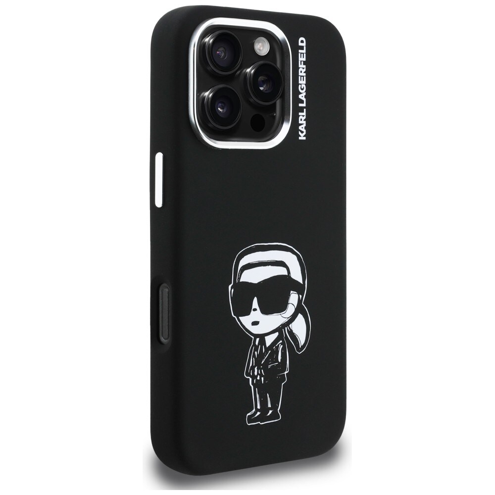 Karl Lagerfeld Silikon Karl Sketch MagSafe-fodral för iPhone 16 Pro - Svart