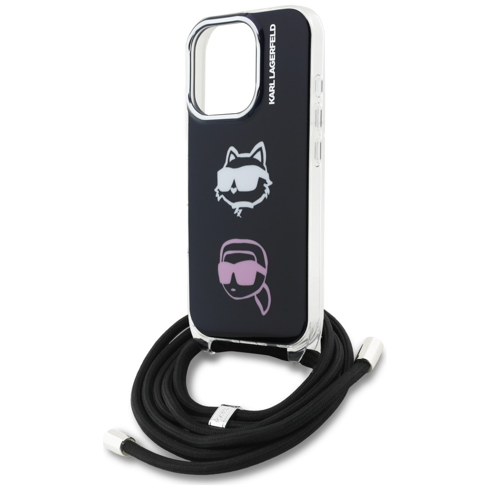 Karl Lagerfeld IML Crossbody Karl&Choupette Head Case til iPhone 16 Pro - Sort