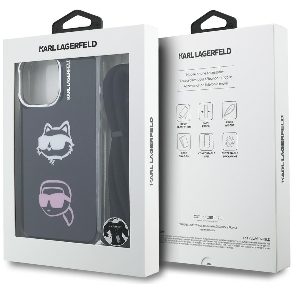 Karl Lagerfeld IML Crossbody Karl&Choupette Head Case til iPhone 16 Pro - Sort