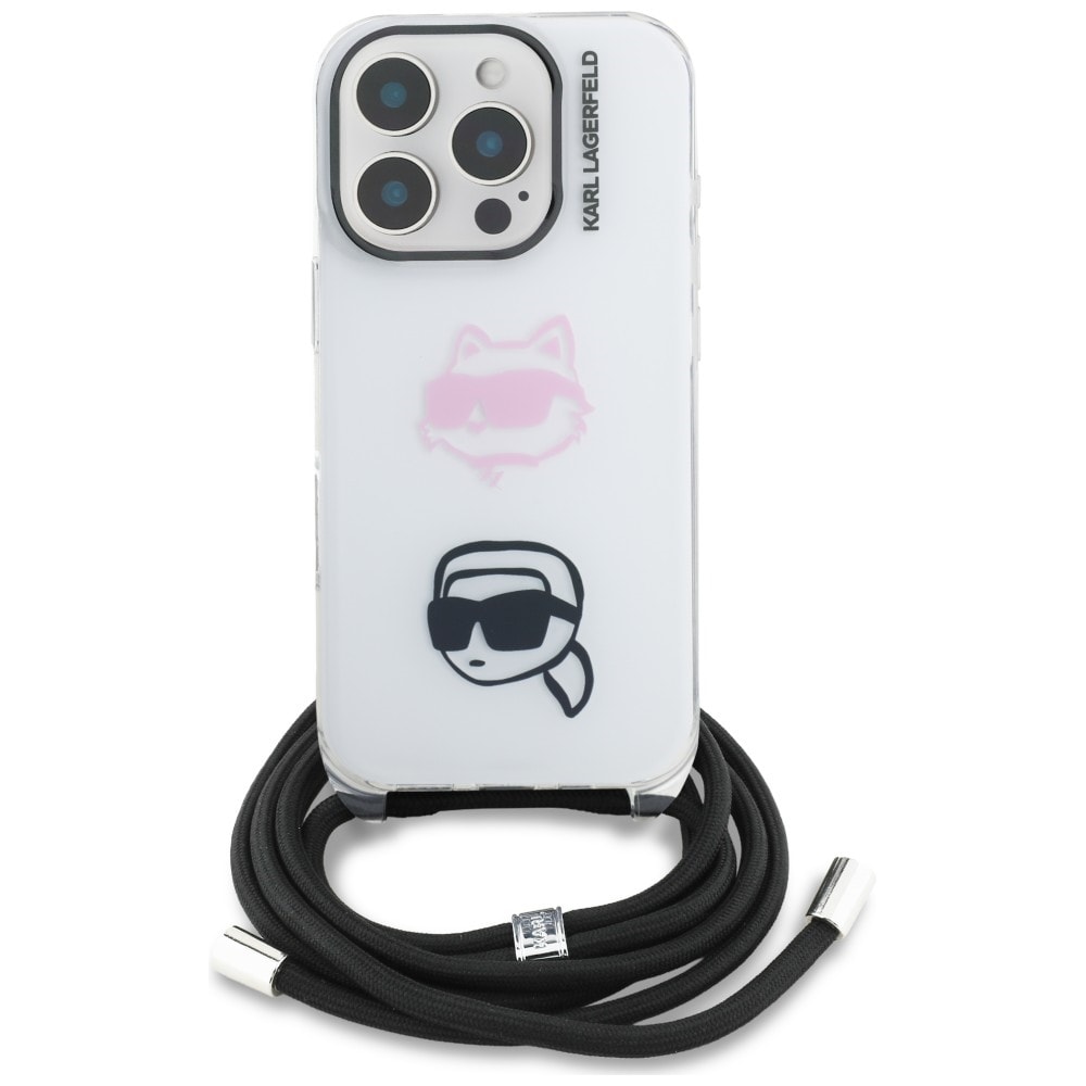 Karl Lagerfeld IML Crossbody Karl&Choupette Huvudfodral för iPhone 16 Pro Max - Vit