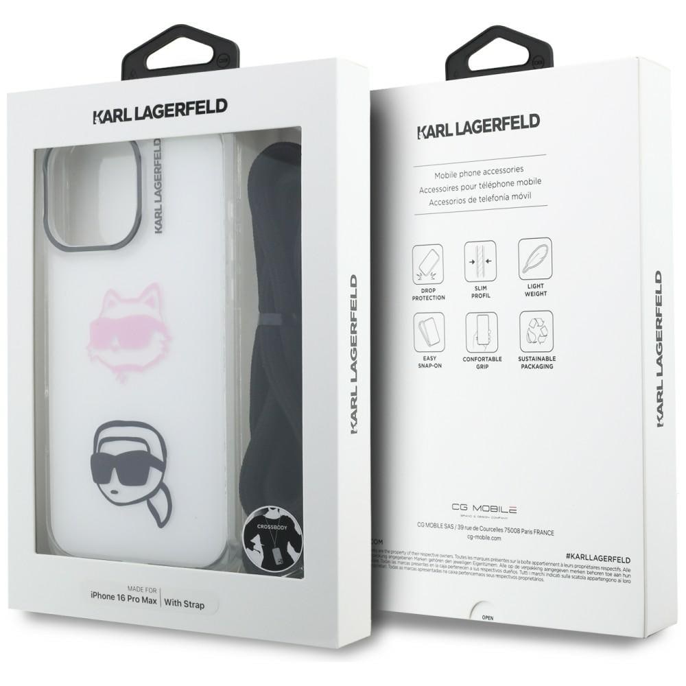 Karl Lagerfeld IML Crossbody Karl&Choupette Huvudfodral för iPhone 16 Pro Max - Vit