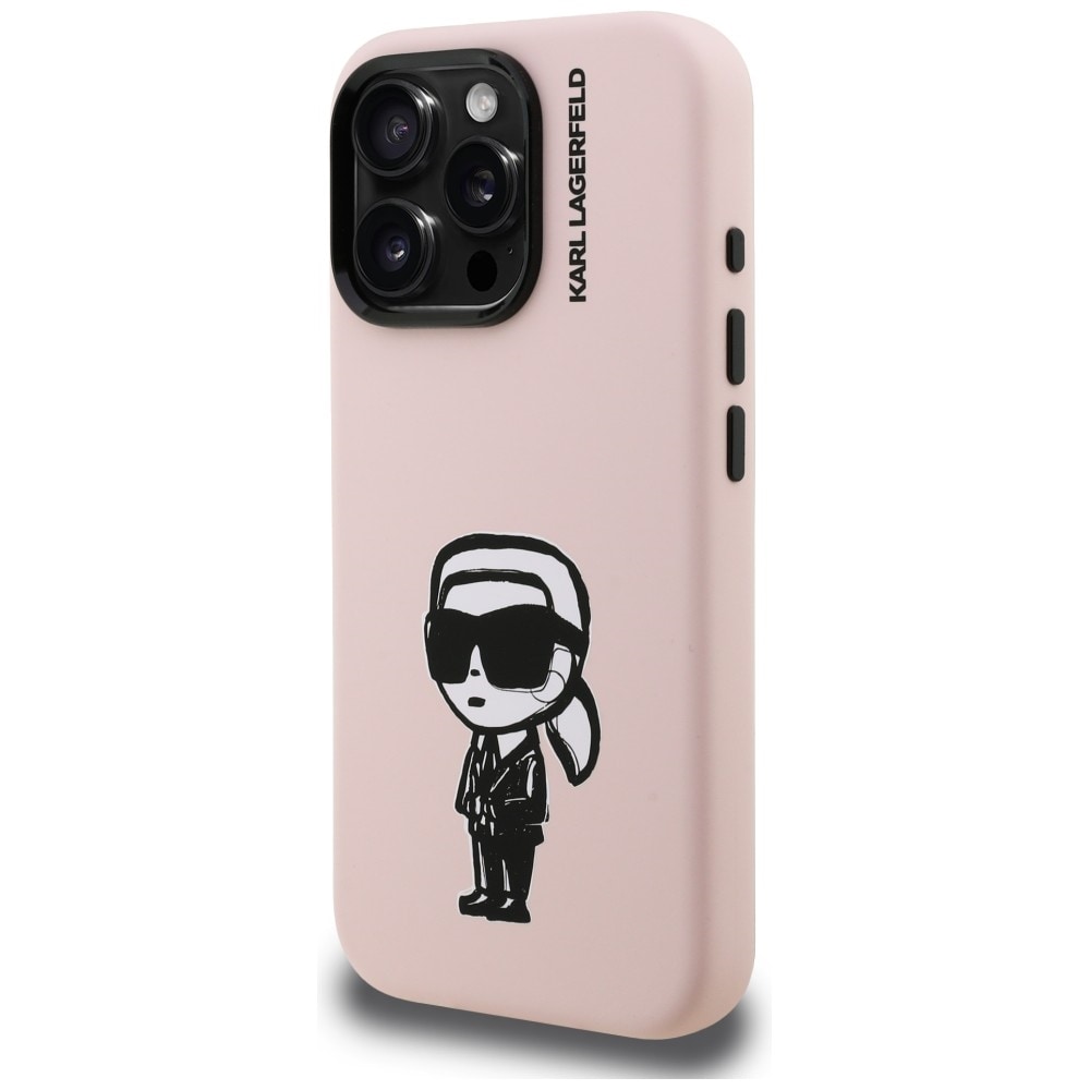 Karl Lagerfeld Silikon Karl Sketch MagSafe-fodral för iPhone 16 Pro Max - Rosa